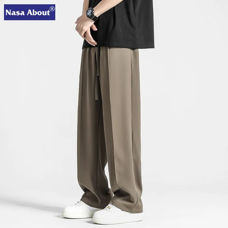 NASA卫裤男直筒宽松冰丝垂感加大码新款春夏季休闲长裤运动阔腿潮