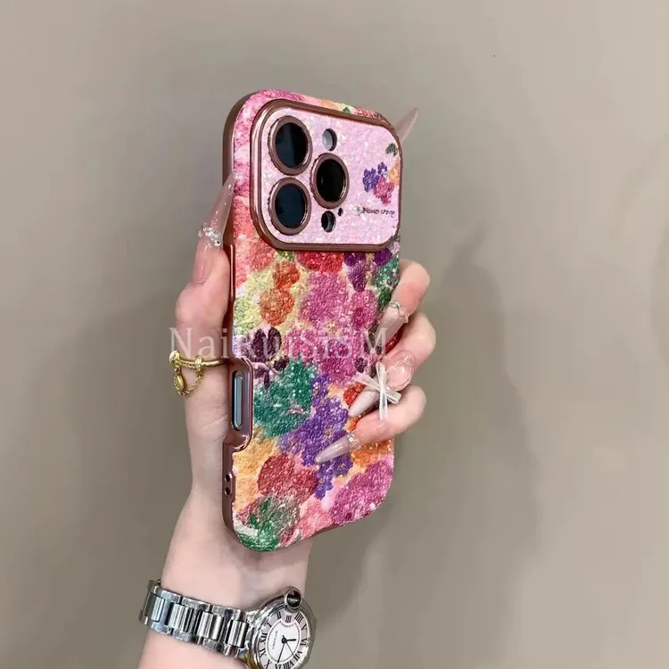 大视窗珠光闪粉唯美新款适用iPhone16promax手机壳个性防摔15/14 