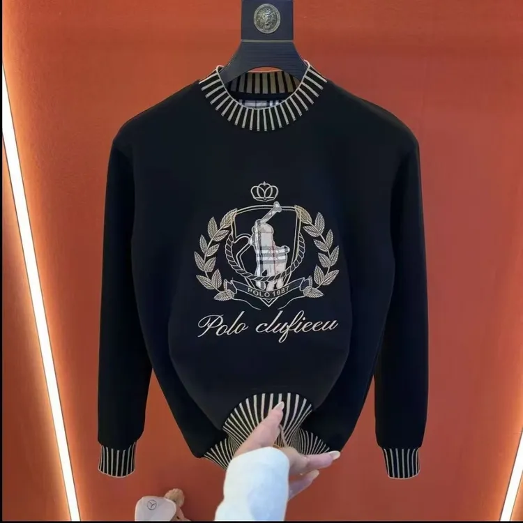 奥莱优选轻奢欧货秋冬季小马标男士卫衣长袖t恤休闲潮牌帅打底衫