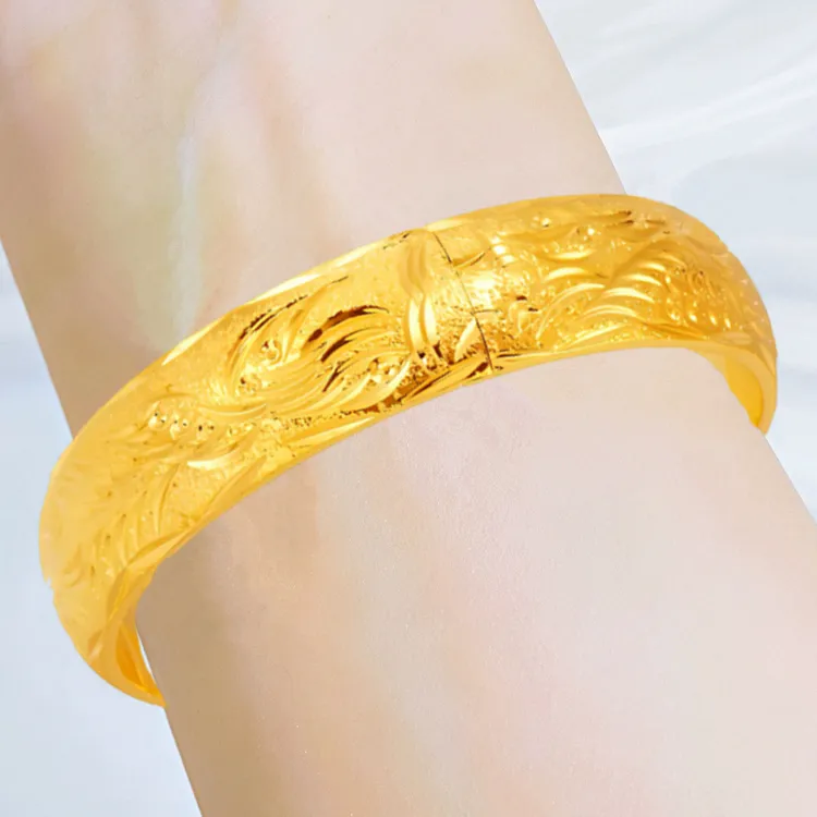 铜合金手镯 龙凤呈祥卡扣手镯女款实心手环送妈妈女友生日礼物