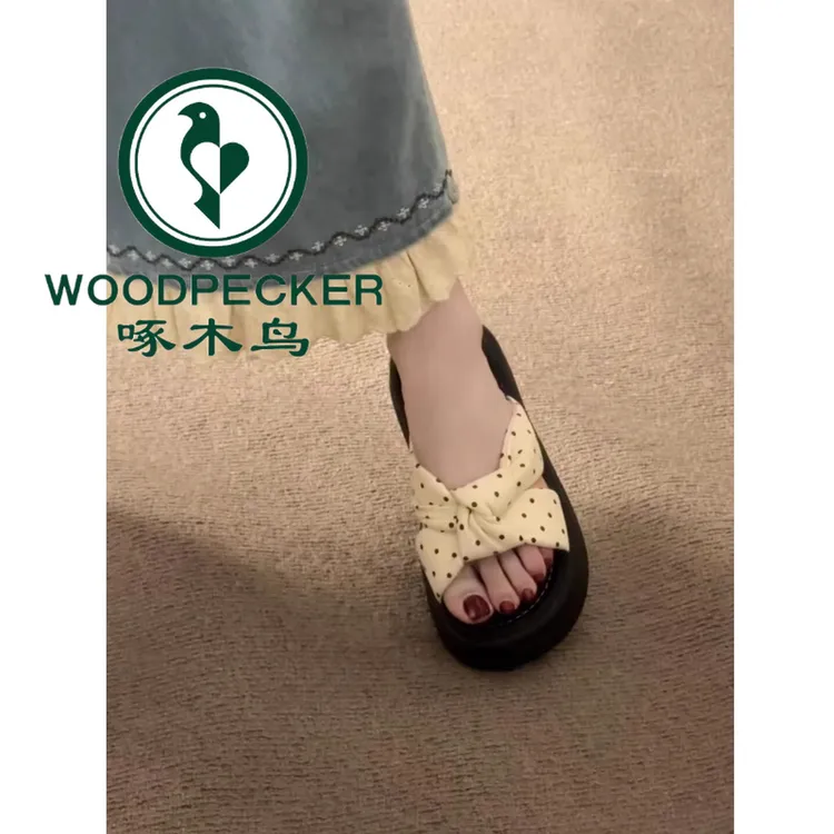 啄木鸟厚底高级感拖鞋女夏季外穿2025新款配裙子凉鞋时尚一字凉拖