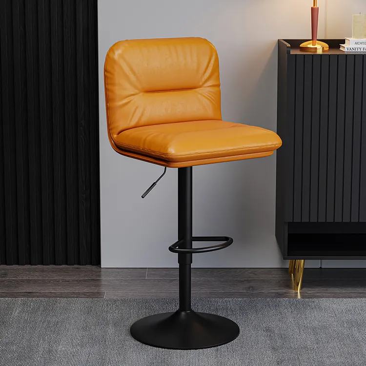 高档轻奢吧台椅椅子家用旋转升降高脚凳酒吧椅靠背设计升降吧台椅