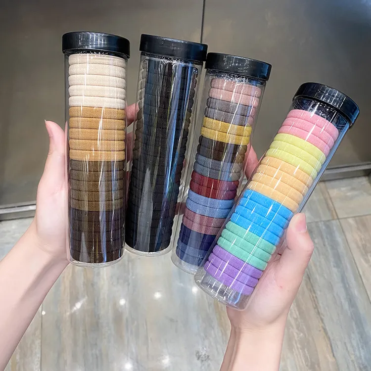 新款桶装20根加粗加厚橡皮筋发绳毛巾圈发饰头绳马尾无接缝发圈