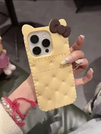 苹果|饼干蝴蝶结kitty可爱适用iPhone16卡通女款立体硅胶手机壳