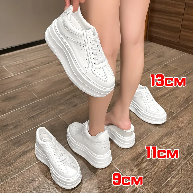 张匠人13公分小个子隐形内增高德训真皮11厘米厚底休闲爆款小白鞋