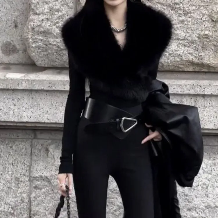 交叉黑色感修身显瘦辣妹气质时尚女装