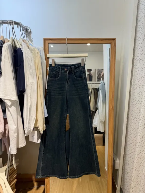 【dd】868#显瘦天菜！爆款推荐显瘦神裤深蓝喇叭牛仔裤