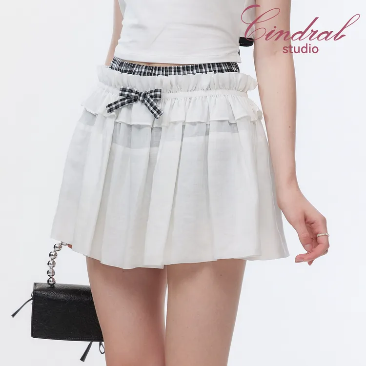 【熙地】薄款半裙百褶裙低腰女士不起球A字裙短裙半身裙 C85XH0365W