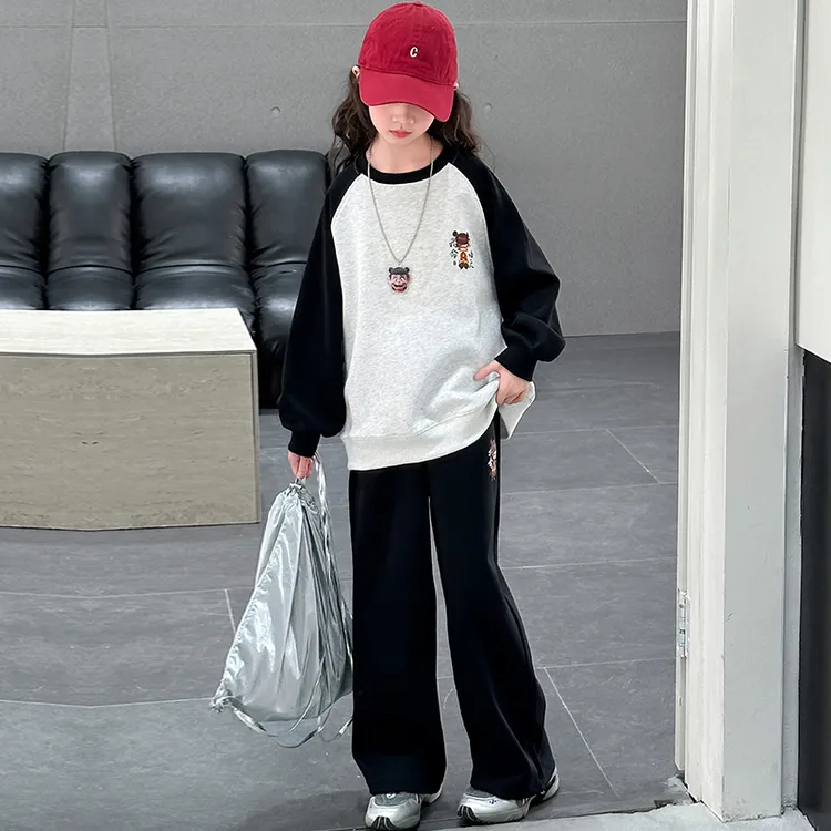 女童时尚卫衣春秋款休闲套装2025洋气新款中大儿童6-12岁15阔腿裤