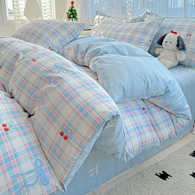 纯棉斜纹床品套件全棉被罩床单四件套卡通学生宿舍100%棉三件套