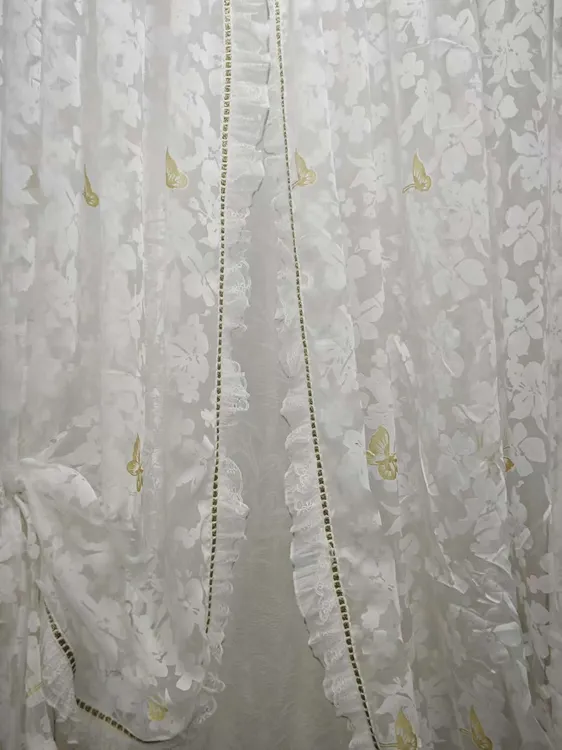 烫金蝶影纱仙气飘飘唯美纱帘客厅歺厅卧室窗帘