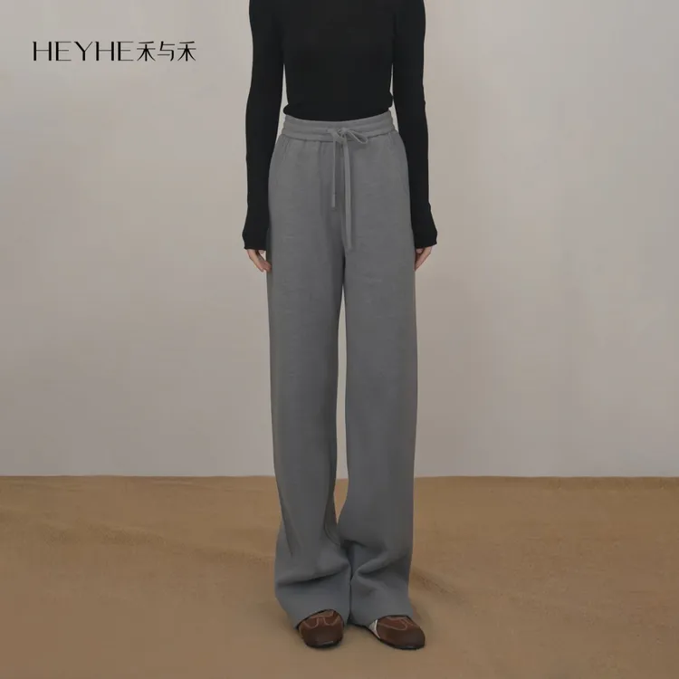 小禾【遛弯裤】秘鲁阿尔巴卡羊驼绒山羊绒直筒毛呢秋冬加厚休闲裤