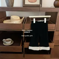 【甜品起司】原创设计！女宝宝高级感甜美花边灯芯绒黑色微喇裤套装