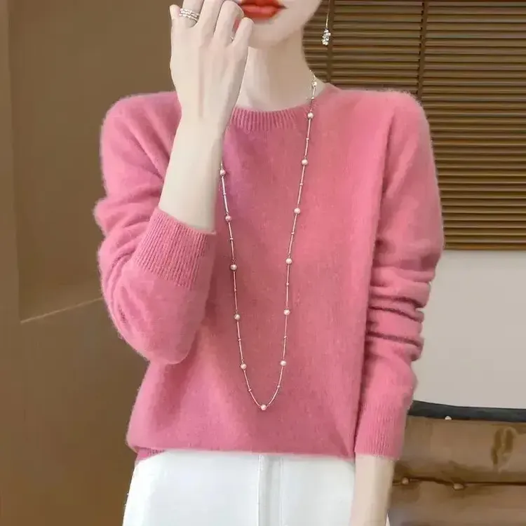 【一线成衣羊毛衫】圆领针织衫长袖秋冬新款纯色长袖打底衫上衣