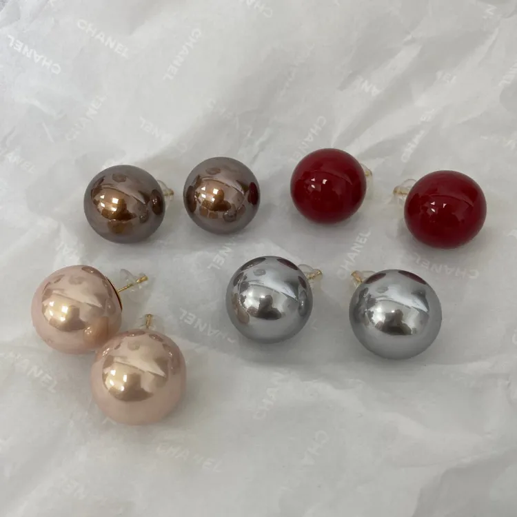 非金属树脂耳饰 （初一）暗红大珠子新年必备耳饰复古百搭