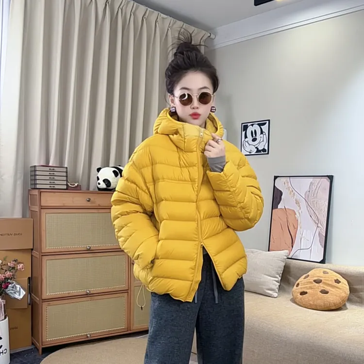 连帽短款排骨90白鸭绒羽绒服女2025冬季新款小个子休闲上衣外套