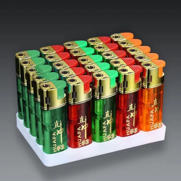 【特价抢】2025防爆加厚大容量防风打火机充气塑料透明直冲打火机