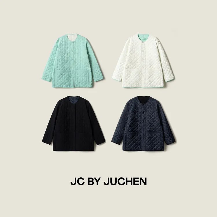 科技轻量属性 秋冬双面穿廓形菱格绗缝保暖棉服外套FW102004-194