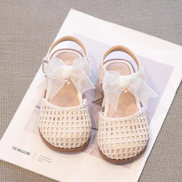 儿童镂空编织凉鞋女童公主鞋2025夏季新款韩版宝宝软底包头沙滩鞋