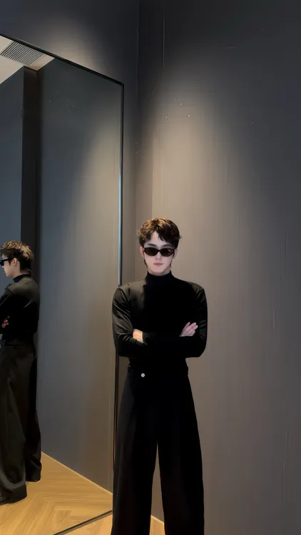 【FANG BH】重磅320g男士半高圆领正肩贴身长袖短袖纯色百搭T恤打底