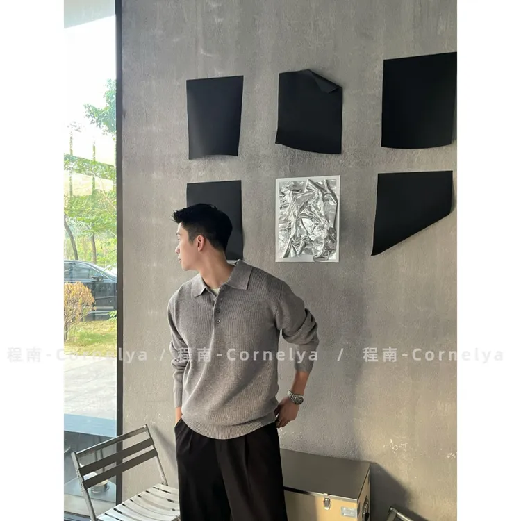 C / Cornelya 莫代尔男士 袖口纽扣设计抗起球简约针织毛衣