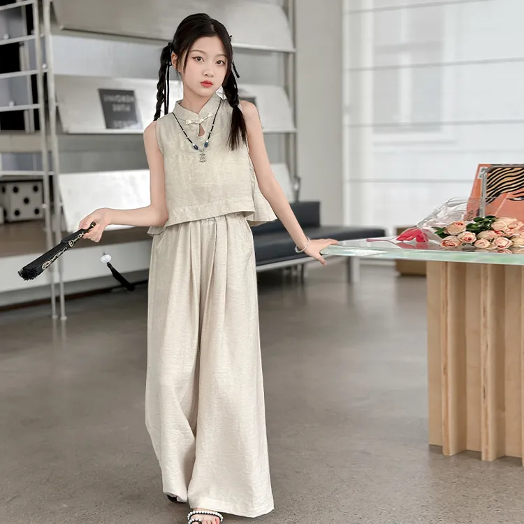 简约潮牌店铺儿童服装2025年新款衣服女童装夏装套装6-12岁高级感