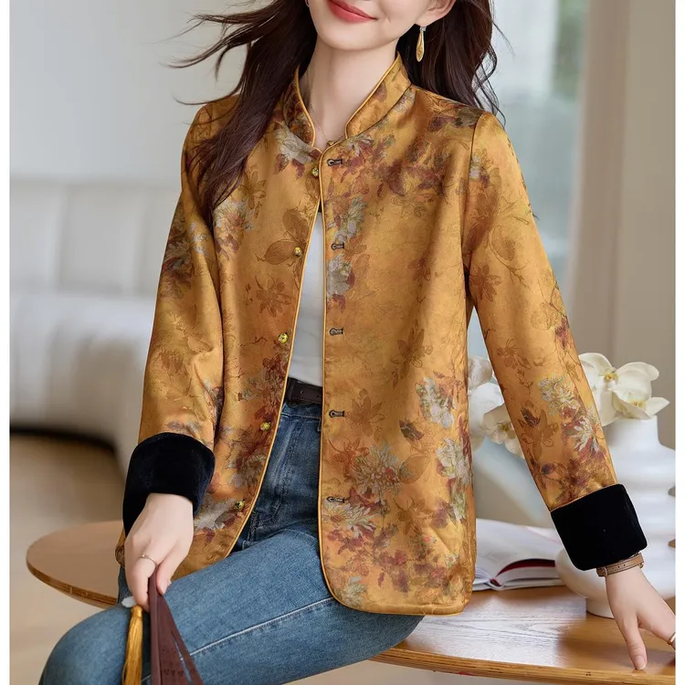 新中式丝绒提花外套女2025新款爆款贵夫人双面穿巨好看的早秋上衣