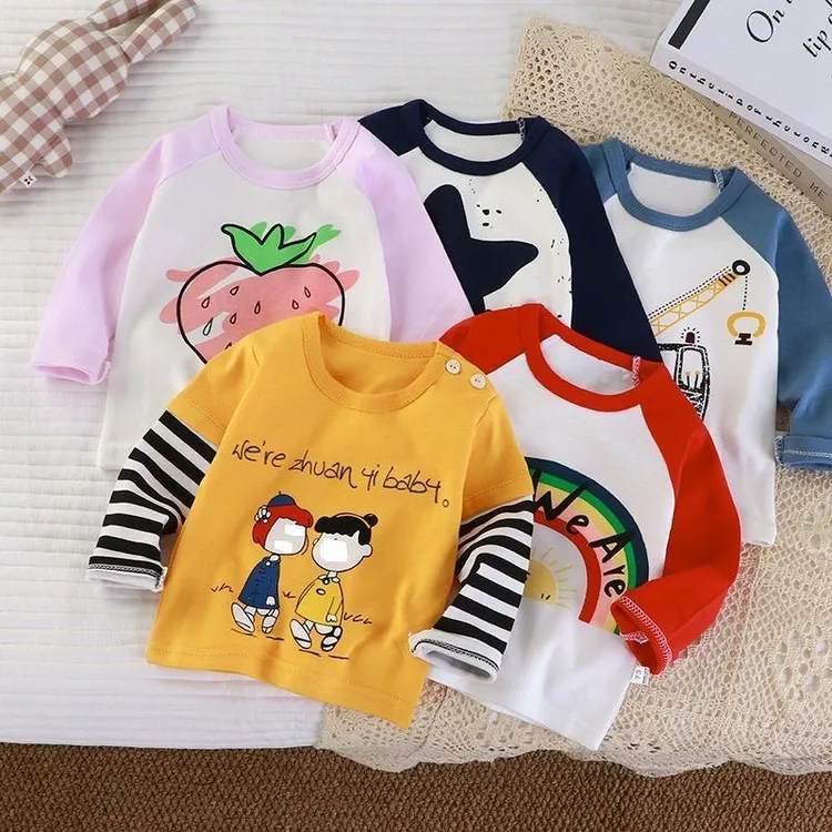 上衣儿童女童t恤衣服新款内衣打底衫纯棉长袖男单件小孩童装批发