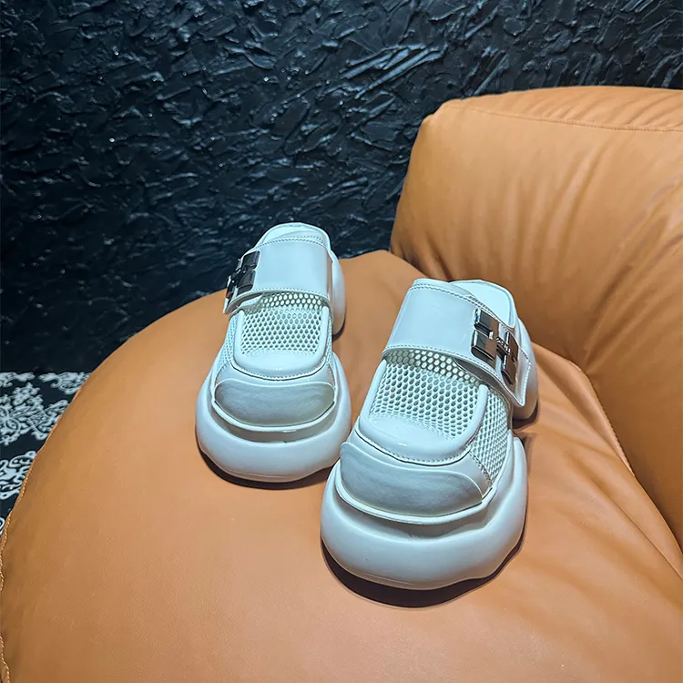 欧货真皮女鞋2025夏季新款时尚百搭厚底增高包头凉拖鞋女外穿半拖