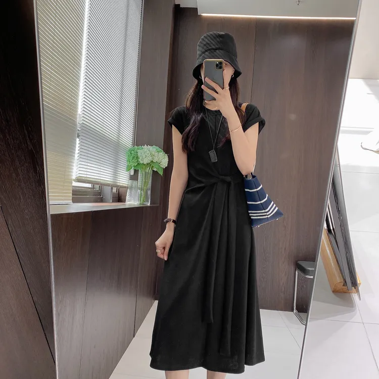 IMFLY金小金自制女装 连衣裙DYQ733夏季绑带收腰显瘦法式连衣裙女