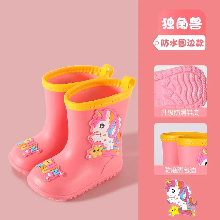 FAVMARTHA2025新款儿童雨鞋女款加绒可拆卸女童雨靴防滑宝宝幼儿