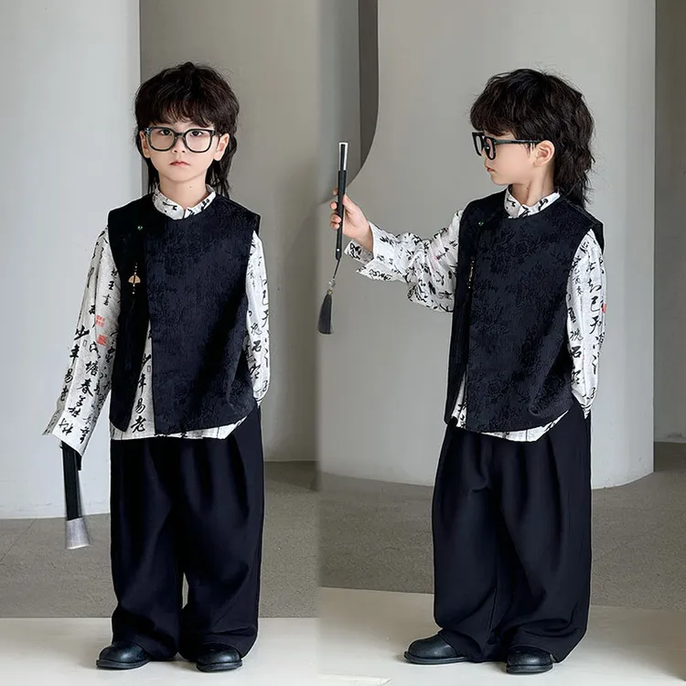 儿童礼服2025新款唐装小男孩复古新中式国风男童西装套装国潮汉服
