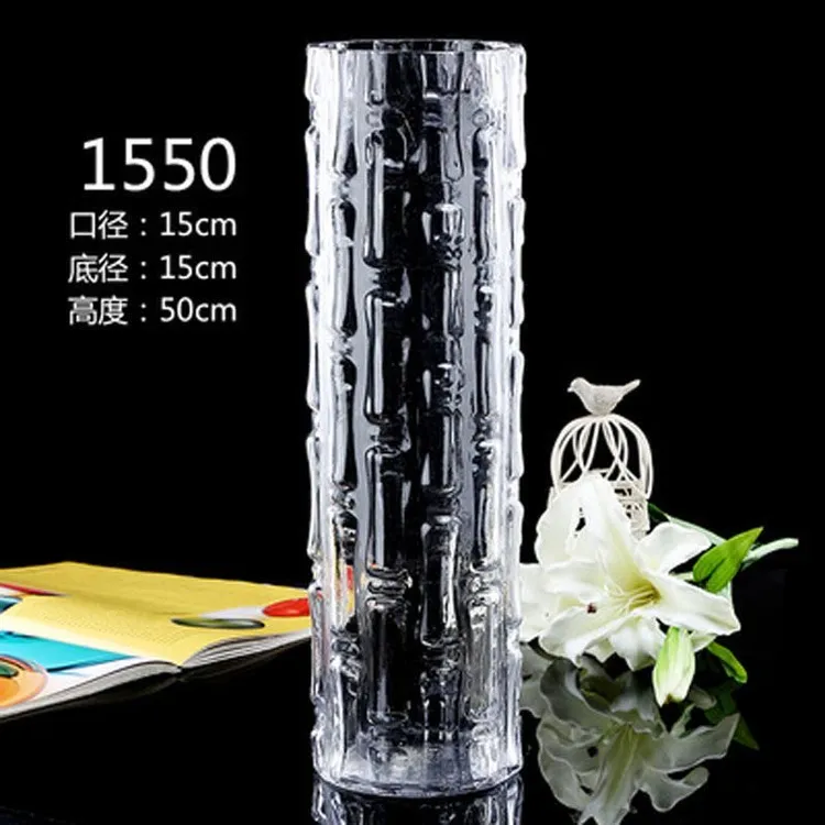 特大号大口径长筒高花瓶水养富贵竹植物宽口玻璃花瓶落地客厅摆件