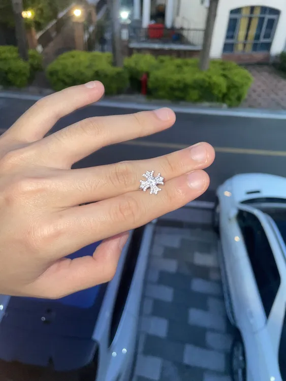 合金合成锆石耳饰 十字花鸢尾花耳夹高级感锆石轻奢