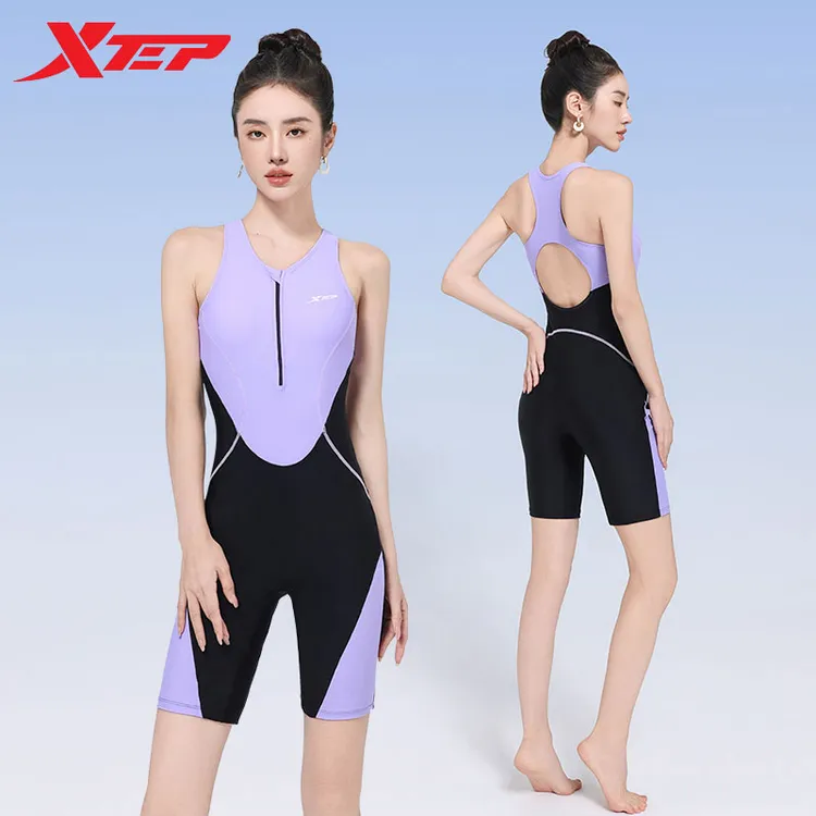 特步泳衣女2025新款显瘦遮肚保守又好看专业训练运动连体平角泳装