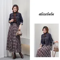 [alicelulu]复古港风明线翻领短款小个子牛仔短外套S2144882T