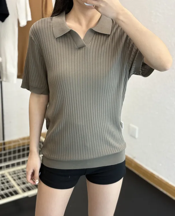 条纹针织海岛棉Polo衫无扣修身帅气男夏装夏季tian