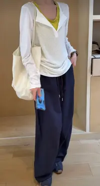 【李姑娘专属】85511韩版潮流撞色真两件套装