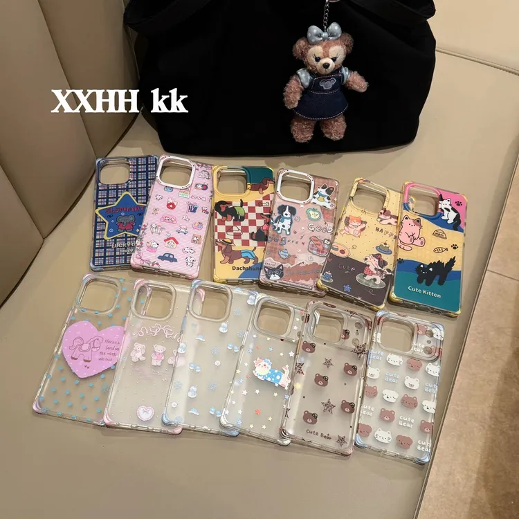 原创方形壳创意卡通小动物方形手机壳适用于苹果17ProMax和16Pro