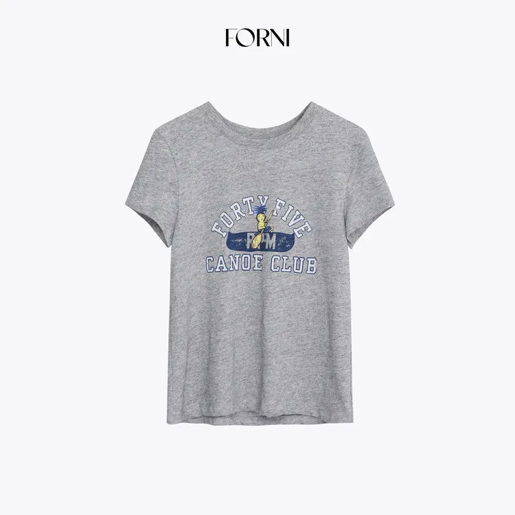 FORNI 划船小人T 美式少年感划船小人印花100全棉小飞袖T恤