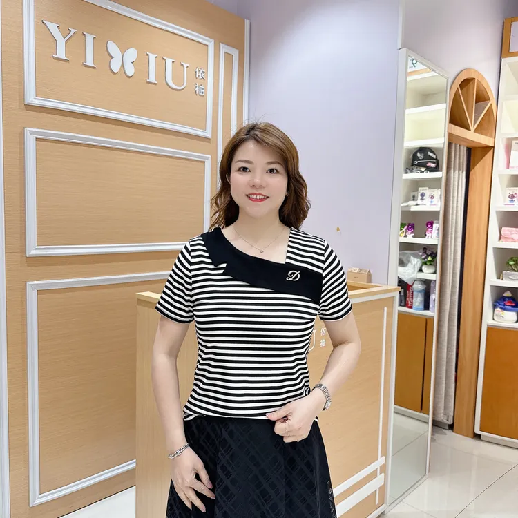 时尚百搭短袖上衣 5-325/6839-1夏季短袖洋气斜领/长58厘米