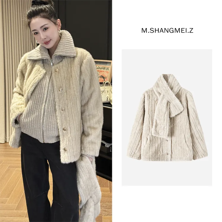 M.SHANGMEI.Z/沐熙【冬日絮语】美大哥设计师配围巾外套X1175090