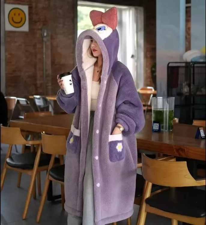 2025爆款双层睡衣冬天时尚舒适冬季连帽可外穿家居服男女同款