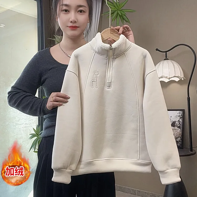 女童冬季卫衣2025新款时尚百搭加绒加厚长袖保暖打底
