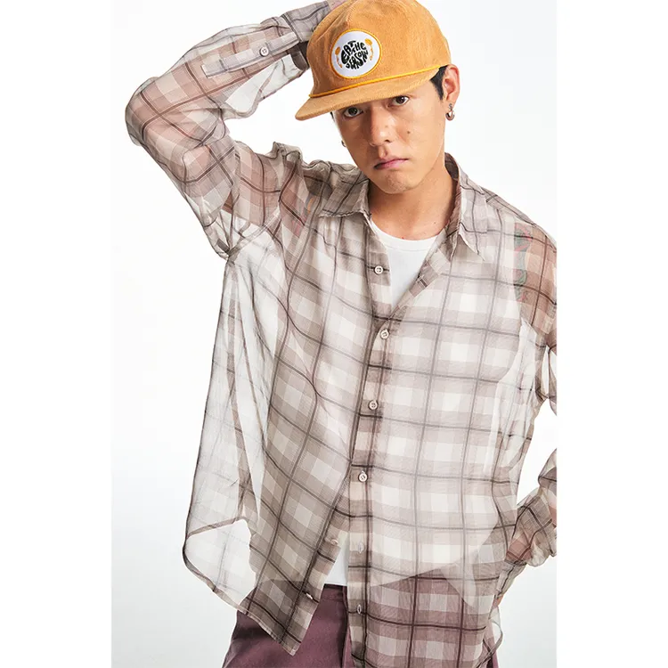 CoosRetro《迷宫》经典格纹轻薄百搭长袖衬衫男休闲宽松上衣CS53L08