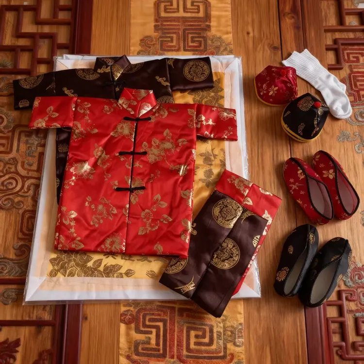 高档加厚棉寒衣衣服全套夹棉布衣服棉鞋清明节寒衣节用品老人