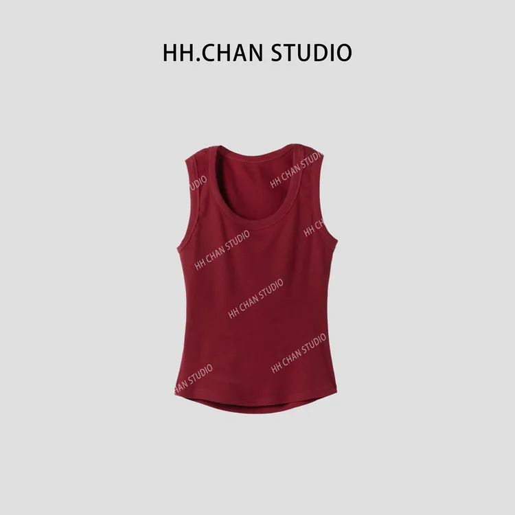 HH.CHAN“开口笑”定制棉弹性后背开口笑无袖显瘦背心HH52E37212
