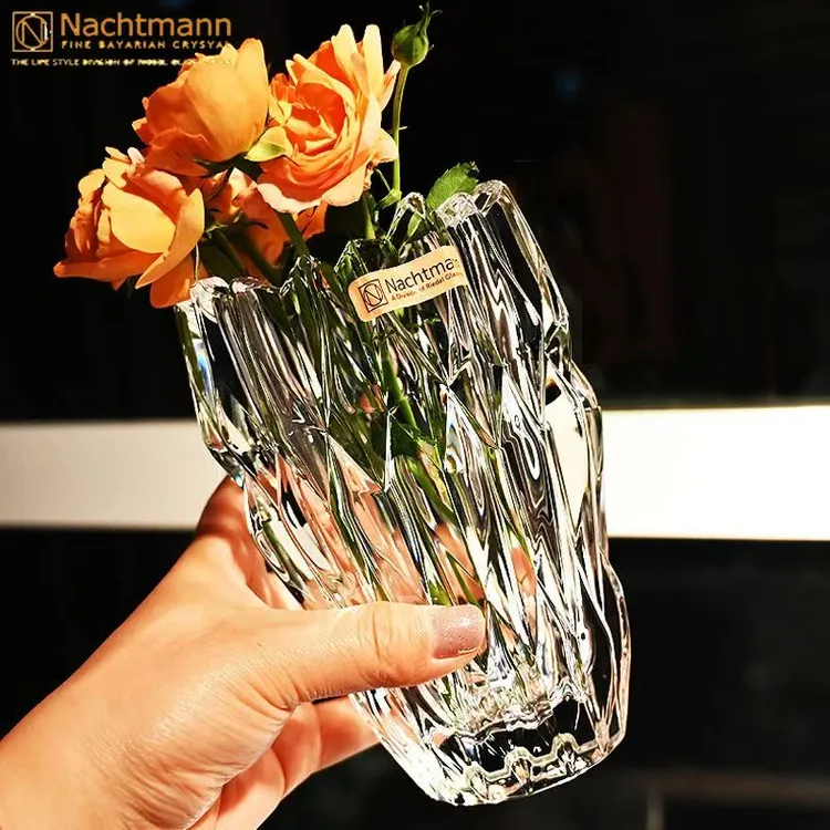 欧式加厚质感透明水晶床头花瓶水养鲜花装饰客厅餐桌花瓶