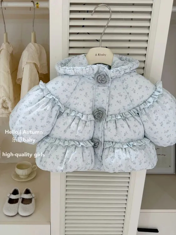 女童2025冬季新款洋气时尚时髦休闲舒适韩版保暖碎花加厚棉服棉袄