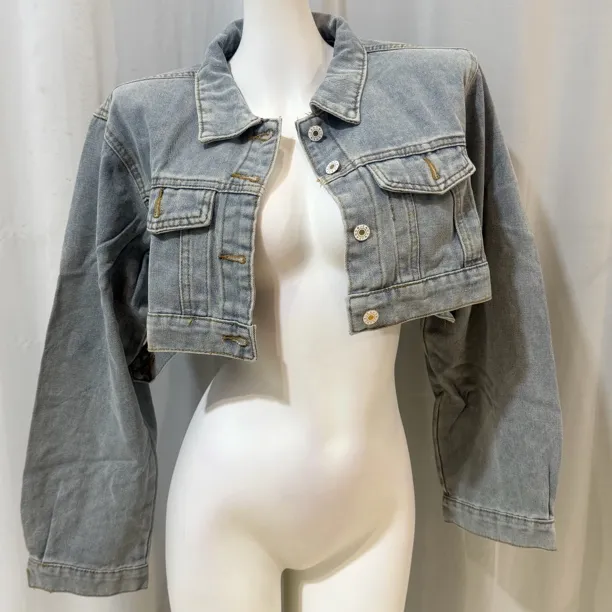 美式复古辣妹设计感短款牛仔外套